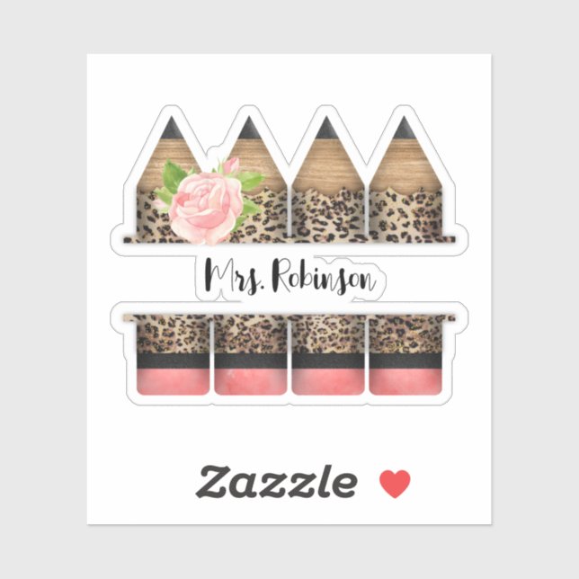 Personalized Teacher Leopard Print Pencil  (Sheet)