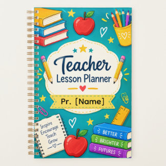 Personalized Teacher Lesson Planner | Bright Teal