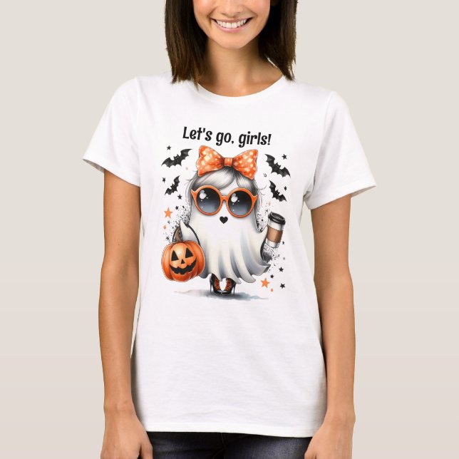 Personalized teacher "Let's go girls" ghost Fall T-Shirt (Front)