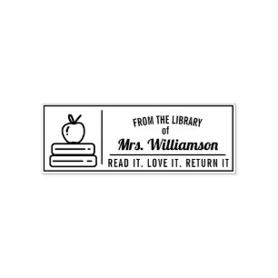 Personalized Teacher Library Colouring Self-inking Stamp
