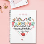 Personalized Teacher Monthly Planner<br><div class="desc">Brighten a teacher's day—and their desk—with this Personalized Teacher Monthly Planner! Featuring an array of adorable and colourful teacher-themed icons, such as pencils, apples, books, and rulers, this planner is as fun as it is functional. The bold word "Teacher" takes centre stage on the cover, accompanied by a playful and...</div>