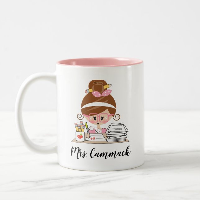 Personalized Teacher Mug Brunette (Left)