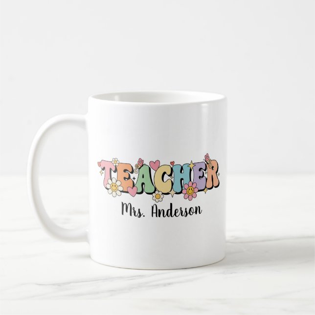 Personalized Teacher Mug, Custom Teacher Appreciat Coffee Mug (Left)