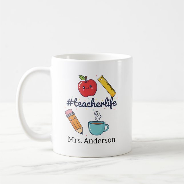 Personalized Teacher Mug, Custom Teacher Appreciat Coffee Mug (Left)