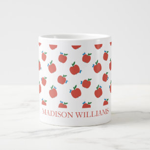 Personalized Teacher Mug   Red Apple Pattern