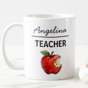 Personalized Teacher Name Apple Gift Coffee Mug