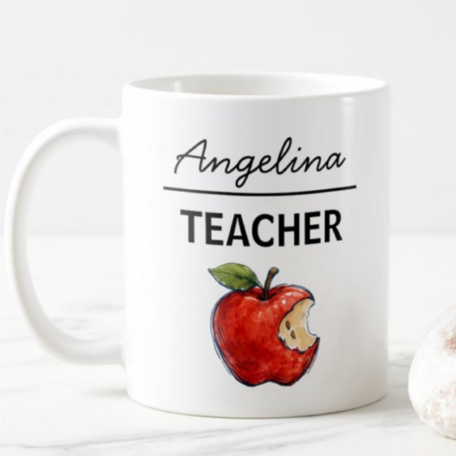 Personalized TEACHER Name Apple Gift Coffee Mug (Creator Uploaded)
