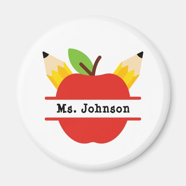 Personalized Teacher Name Apple Magnet (Front)