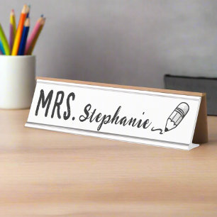 Personalized Teacher Name Back to School Pencil Desk Name Plate