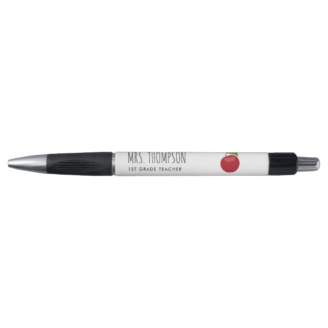 Personalized Teacher Name Class Red Apple Pen (Front)