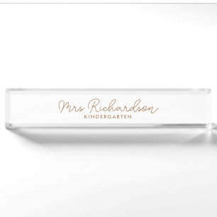 Personalized Teacher Name Grade Minimalist Modern Nameplate