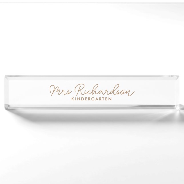 Personalized Teacher Name Grade Minimalist Modern Nameplate (Front)