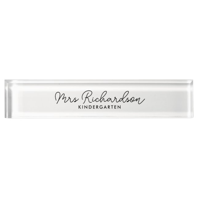 Personalized Teacher Name Grade Simple Modern Nameplate (Front)