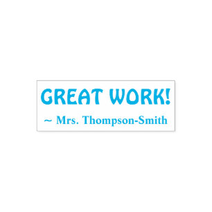 Personalized Teacher Name + "GREAT WORK!" Self-inking Stamp