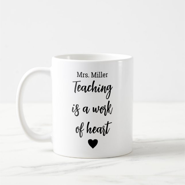 Personalized Teacher Name Mug, Custom Teacher Appr Coffee Mug (Left)