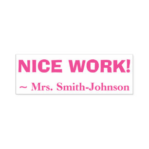 Personalized Teacher Name + "NICE WORK!" Self-inking Stamp