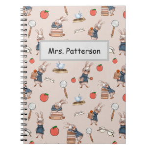 Personalized Teacher Name Rabbit Spiral Notebook