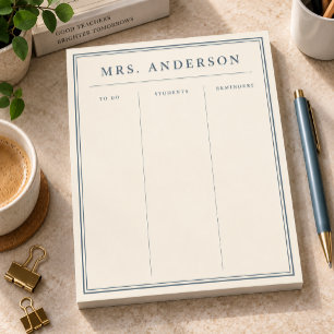 Personalized Teacher Name To Do List Notepad