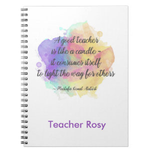 Personalized Teacher Notebooks (Candle Quote)