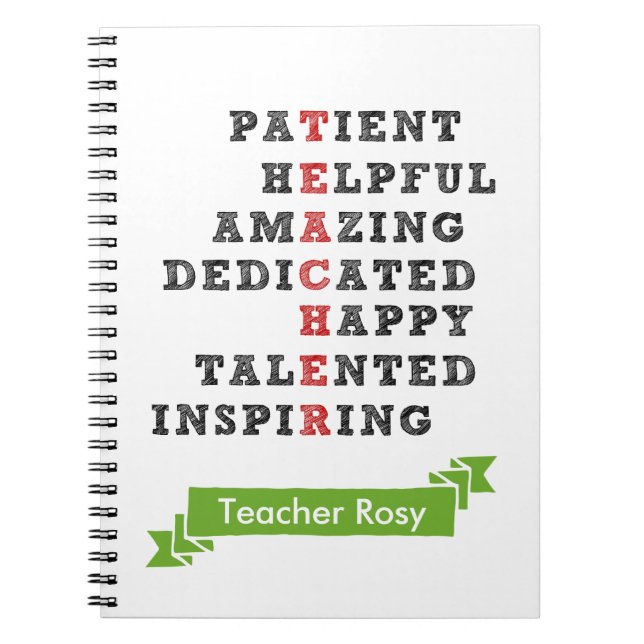 Personalized Teacher Notebooks (Characteristics) (Front)