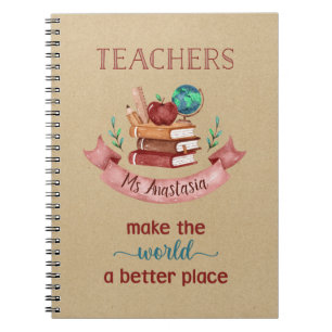 Personalized Teacher Notebooks - Rustic Kraft