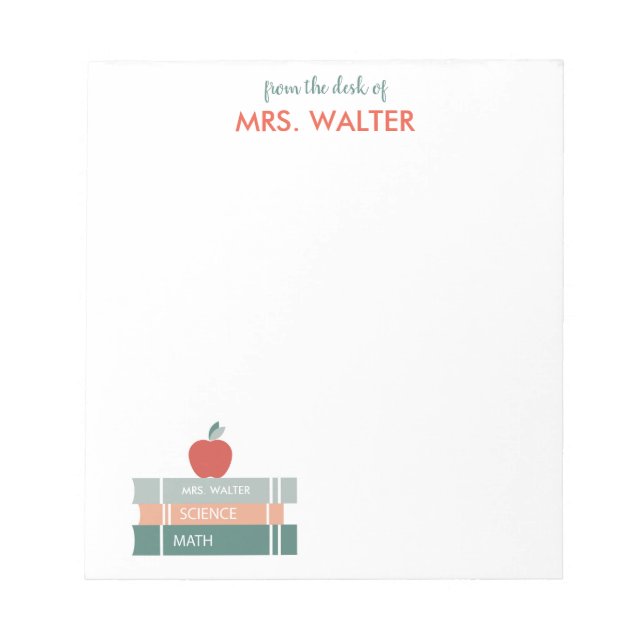Personalized Teacher Notepad Books and Apple (Front)