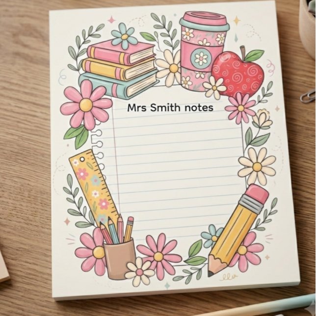 Personalized Teacher Notepad | Cute Floral  (Creator Uploaded)