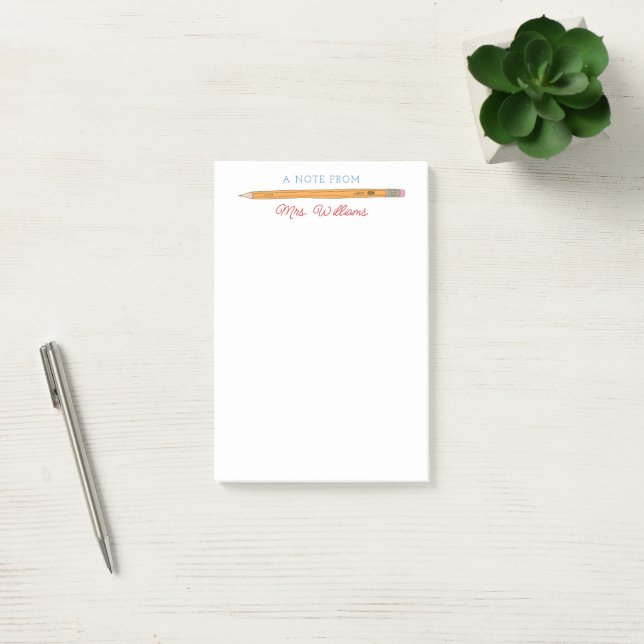 Personalized Teacher Notepad Illustrated Pencil (Office)