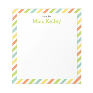 Personalized Teacher Notepad, Rainbow Stripes Notepad