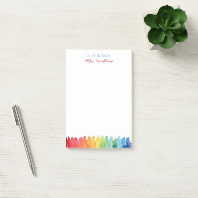 Personalized Teacher Notepad Rainbow Watercolor (Office)