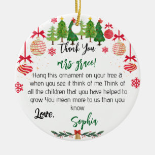 Personalized Teacher Ornament, Custom Christmas Ce Ceramic Ornament