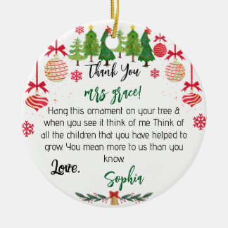 Personalized Teacher Ornament, Custom Christmas Ce Ceramic Ornament