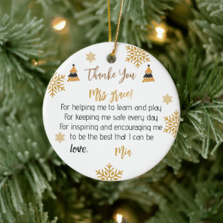 Personalized Teacher Ornaments, Custom Christmas Ceramic Ornament