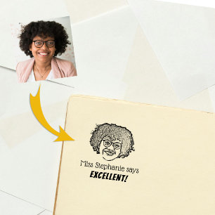 Personalized Teacher Photo and Avaliation Rubber Stamp