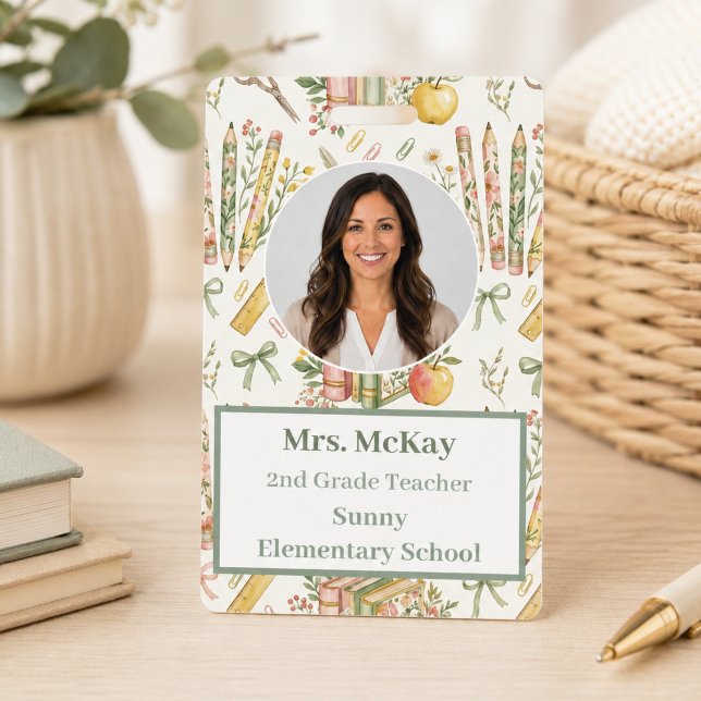 Personalized Teacher Photo ID Badge Double Sided (Creator Uploaded)