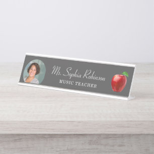 Personalized Teacher Photo Modern  Desk Name Plate
