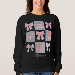 Personalized Teacher Pink Coquette Bow & Book Sweatshirt