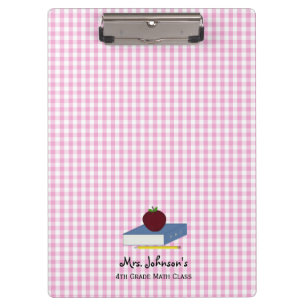 Personalized Teacher Pink Gingham Clipboard