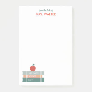 Personalized Teacher Post-It Notes Books and Apple