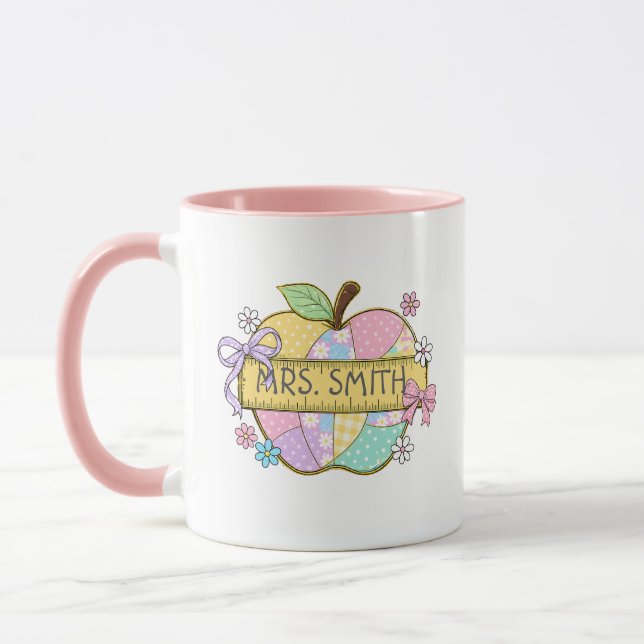 Personalized Teacher Preppy Apple Mug (Left)