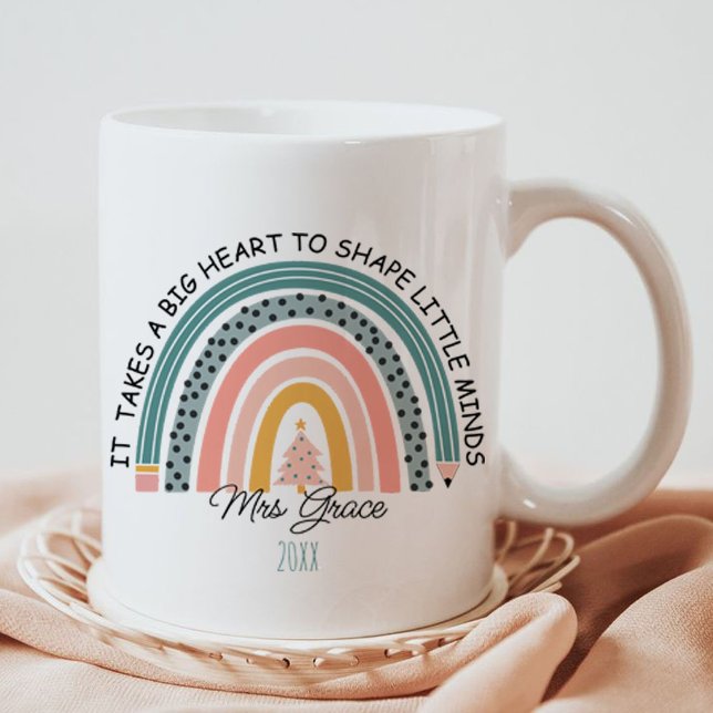 personalized teacher rainbow Christmas, Custom  Coffee Mug (personalized teacher rainbow Christmas Mug , Custom Teacher Christmas Mug)