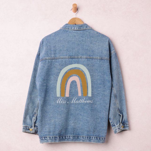 Personalized Teacher Rainbow Denim Jacket (Hangar)
