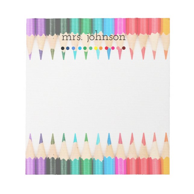 Personalized Teacher Rainbow Pencil Notepad (Front)