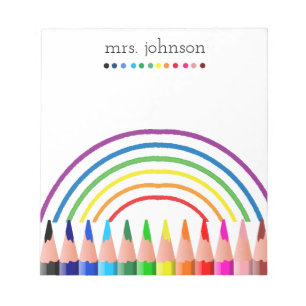 Personalized Teacher Rainbow Pencil Notepad
