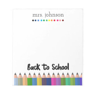 Personalized Teacher Rainbow Pencil Notepad