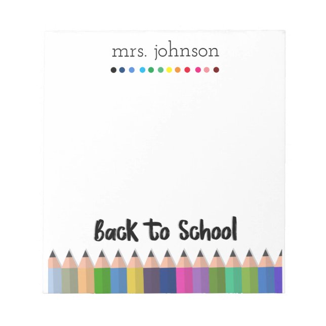 Personalized Teacher Rainbow Pencil Notepad (Front)