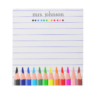 Personalized Teacher Rainbow Pencil Notepad