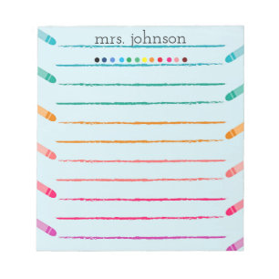 Personalized Teacher Rainbow Pencil Notepad