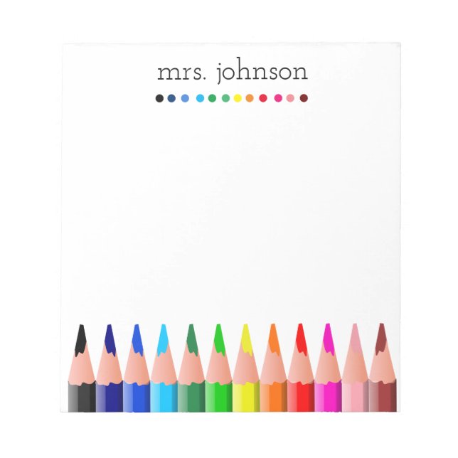 Personalized Teacher Rainbow Pencil Notepad (Front)