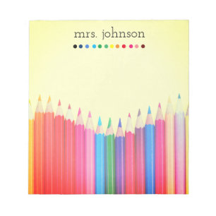 Personalized Teacher Rainbow Pencil Notepad